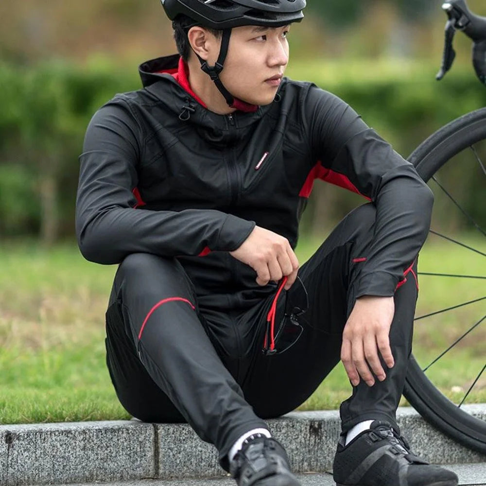ROCKBROS ZH038033 Outdoor Cycling Clothing Set Long Sleeved Bicycle Jersey and Pants Kits with Reflective Strips for Autumn Winter - S - 2