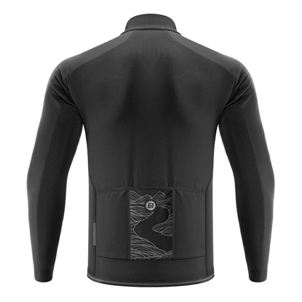 ROCKBROS YDWT012 15300012001 Windproof Long Sleeve Cycling Jacket 3D Ergonomic Biking Jersey with Fleece Lining for Outdoor - S - 3
