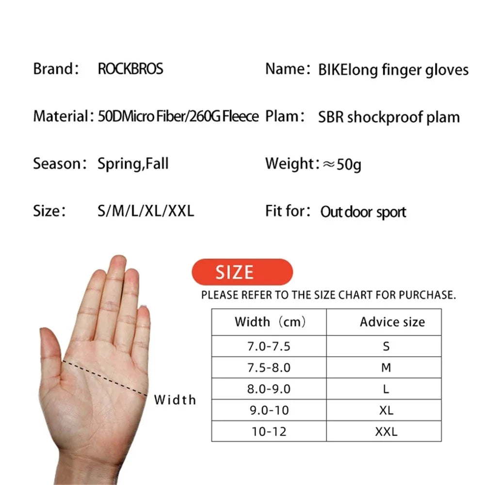 ROCKBROS S209 One Pair Windproof Touch Screen Gloves Shock-absorbing Full Finger Biking Gloves - Size: S - 4