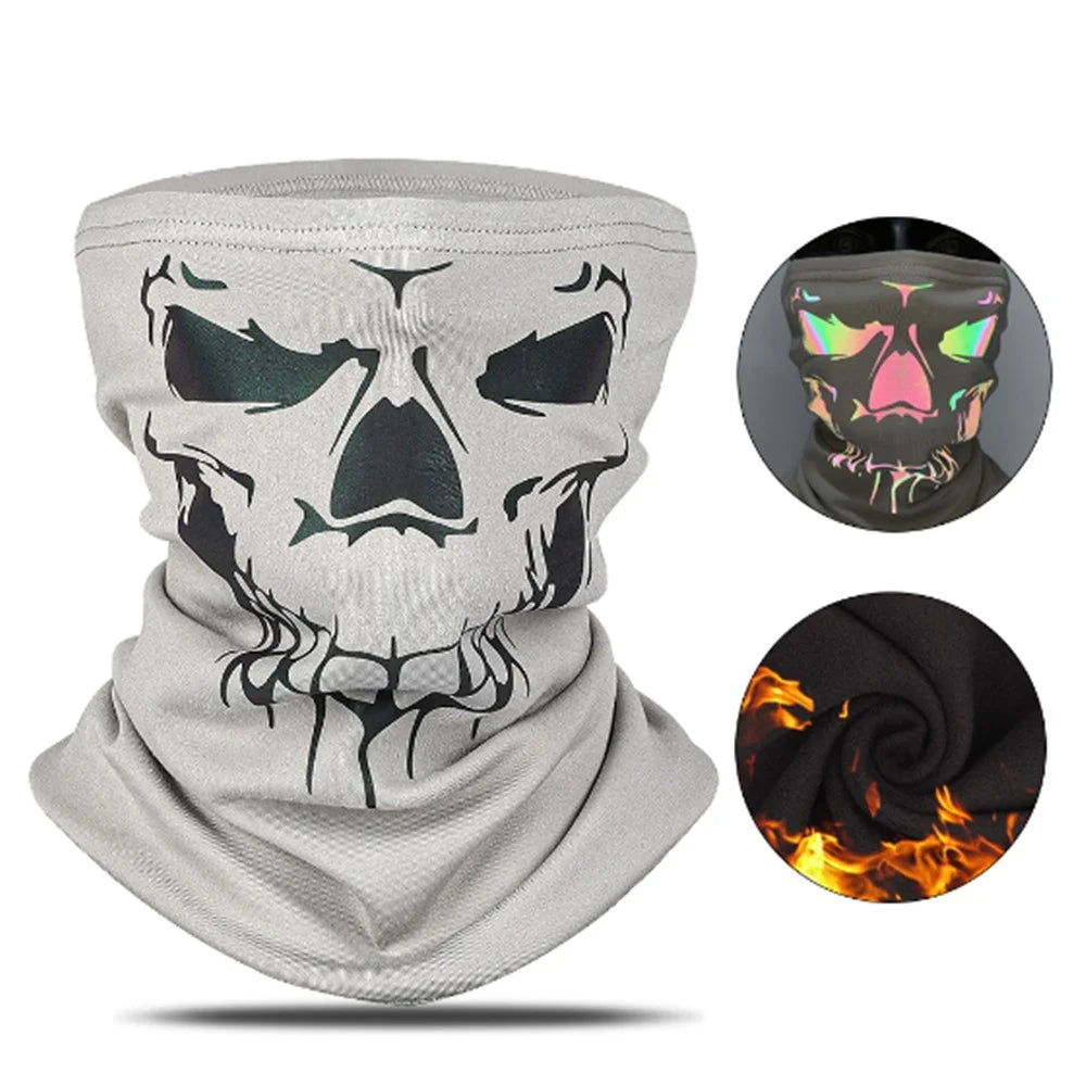 WEST BIKING Motorcycle Cycling Bike Reflective Skull Face Mask Neck Warmer Windproof Balaclava - Grey - 1