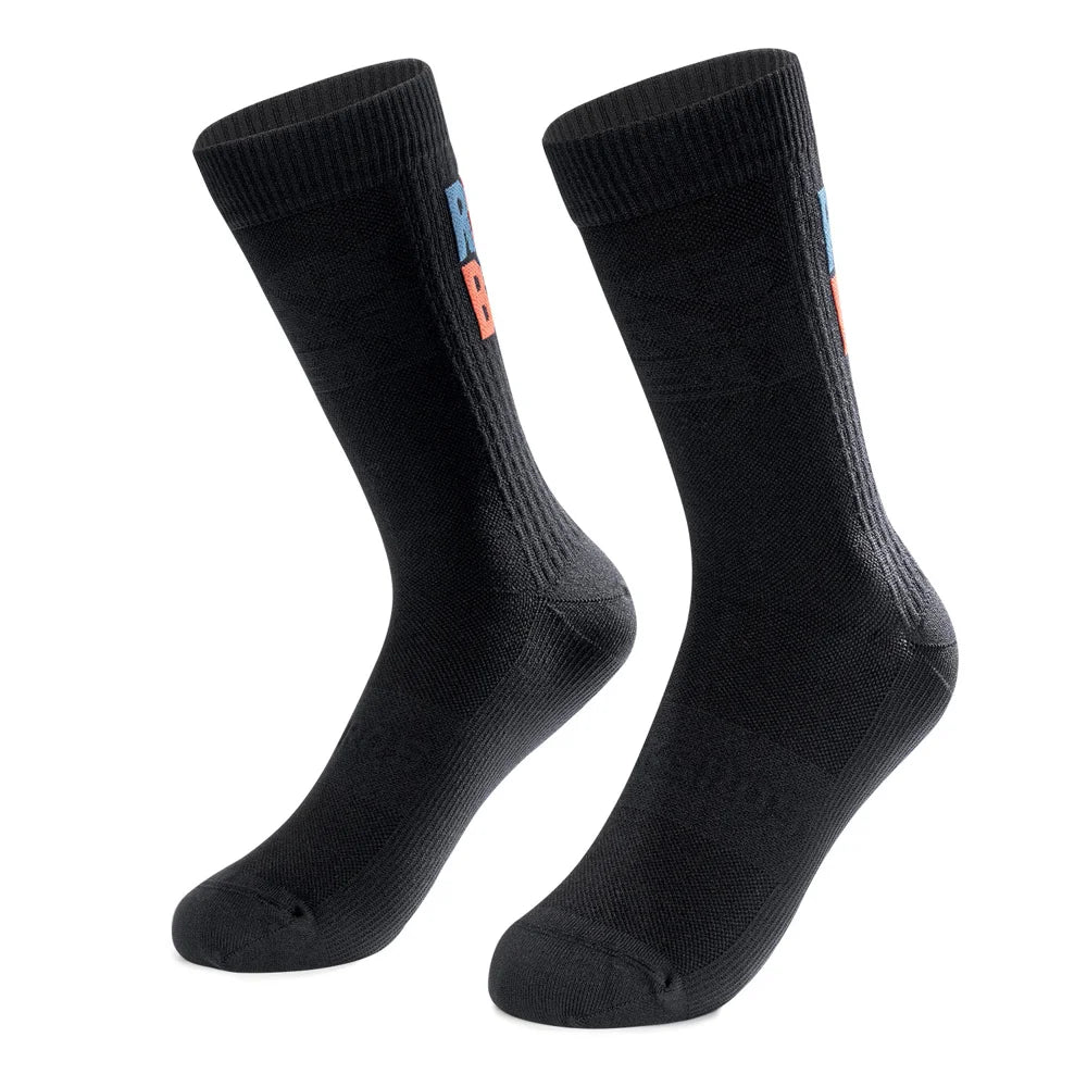 ROCKBROS 490068001 Breathable Cycling Socks Anti Bacterial Mid Calf Socks for Road Mountain Bike - Black/M - 2