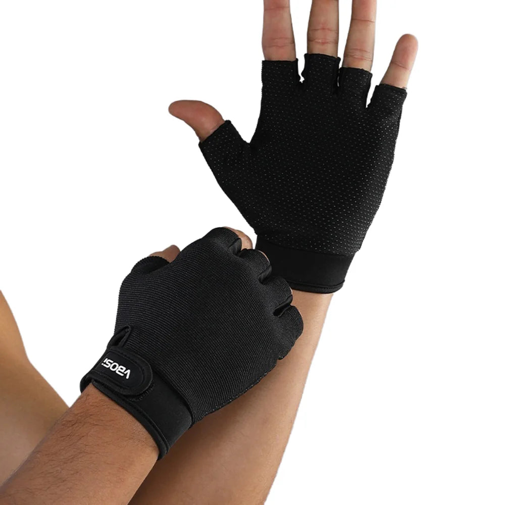 VBOSI 1204V Half Finger Gym Gloves Breathable Non-slip Workout Gloves for Outdoor Climbing Training - Black/M - 1