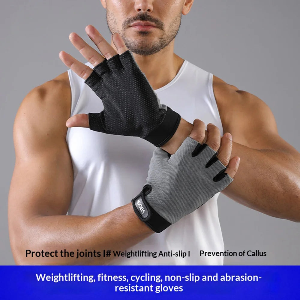 VBOSI 1204V Half Finger Gym Gloves Breathable Non-slip Workout Gloves for Outdoor Climbing Training - Black/M - 2