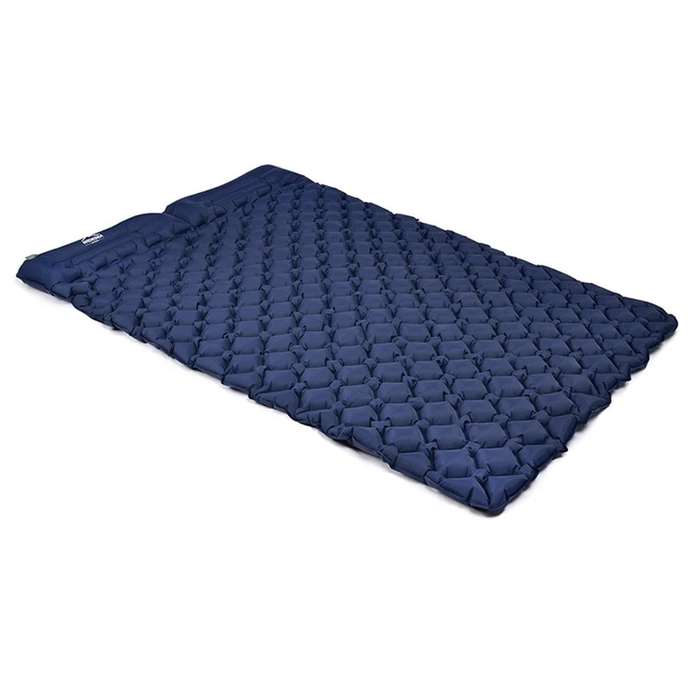 WIDESEA WSCM-005 Double Person Inflatable Camping Mattress Folding Camping Air Bed Picnic Pillow Blanket with Storage Bag - Navy Blue - 2