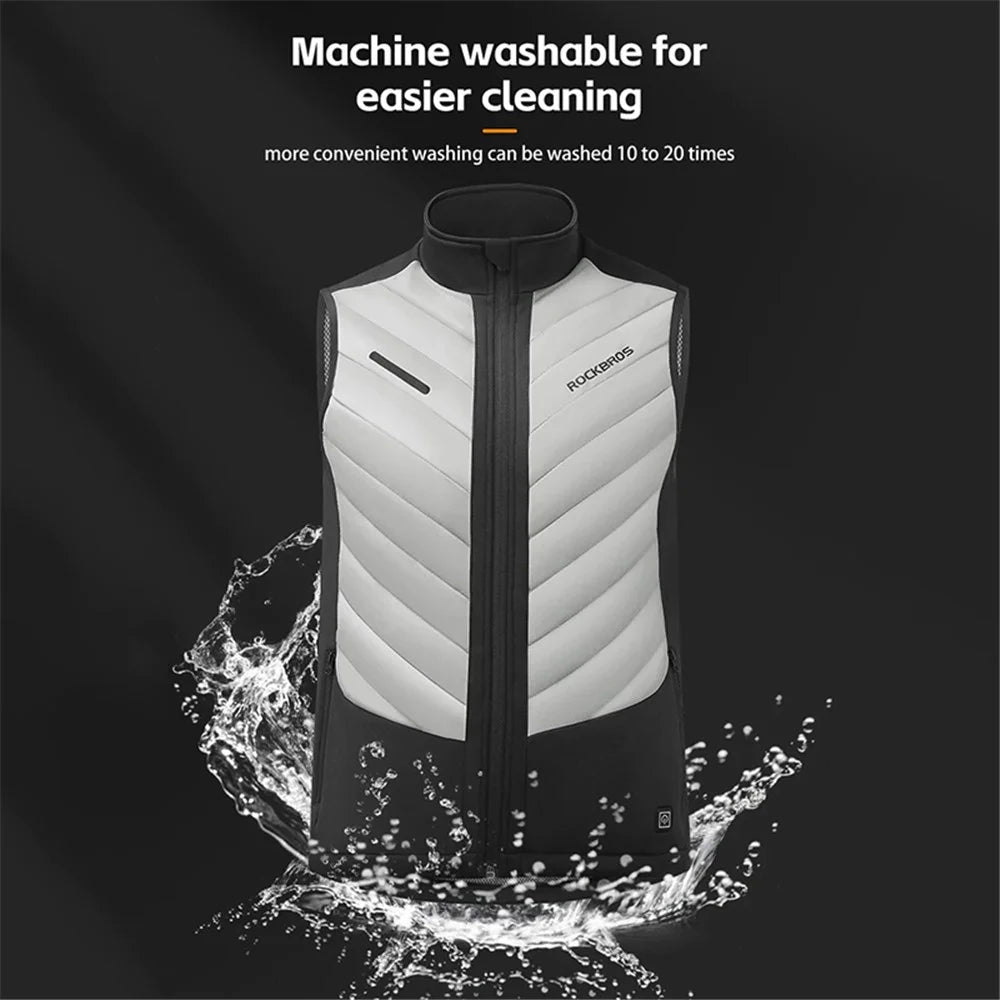 ROCKBROS YPW045 Heated Vest Thermal Warm Electric Bike Vest Tops 3-Speed Adjustment Bicycle Vest - M - 5