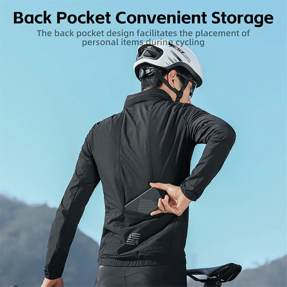 WEST BIKING YP0202330 Spring Autumn Long Sleeve Top Windproof Cycling Jacket - S - 7