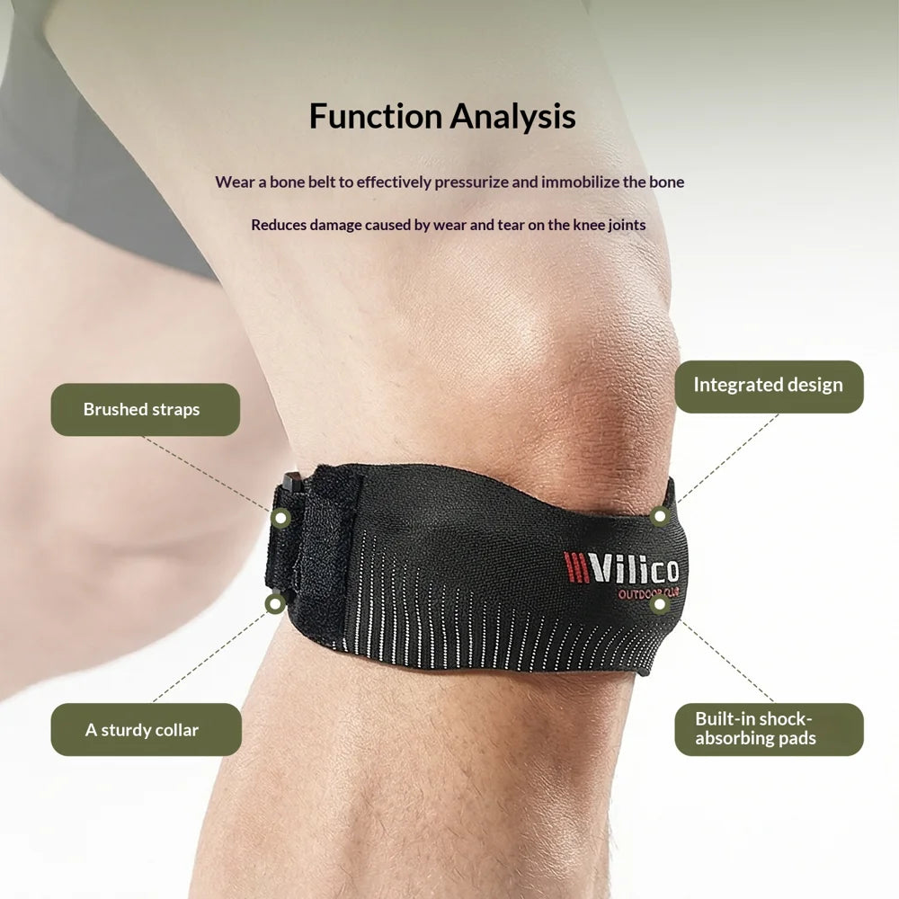 VILICO AB191 1Pc Patella Knee Support Strap Adjustable Compression Knee Brace for Running Jumping Rope - Black - 4