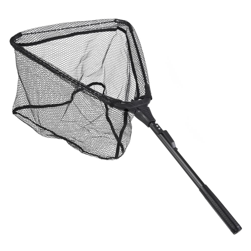 LEO 28036 30cm Portable Fish Landing Net Foldable Triangular Nylon Fishing Dip Net - Black - 1
