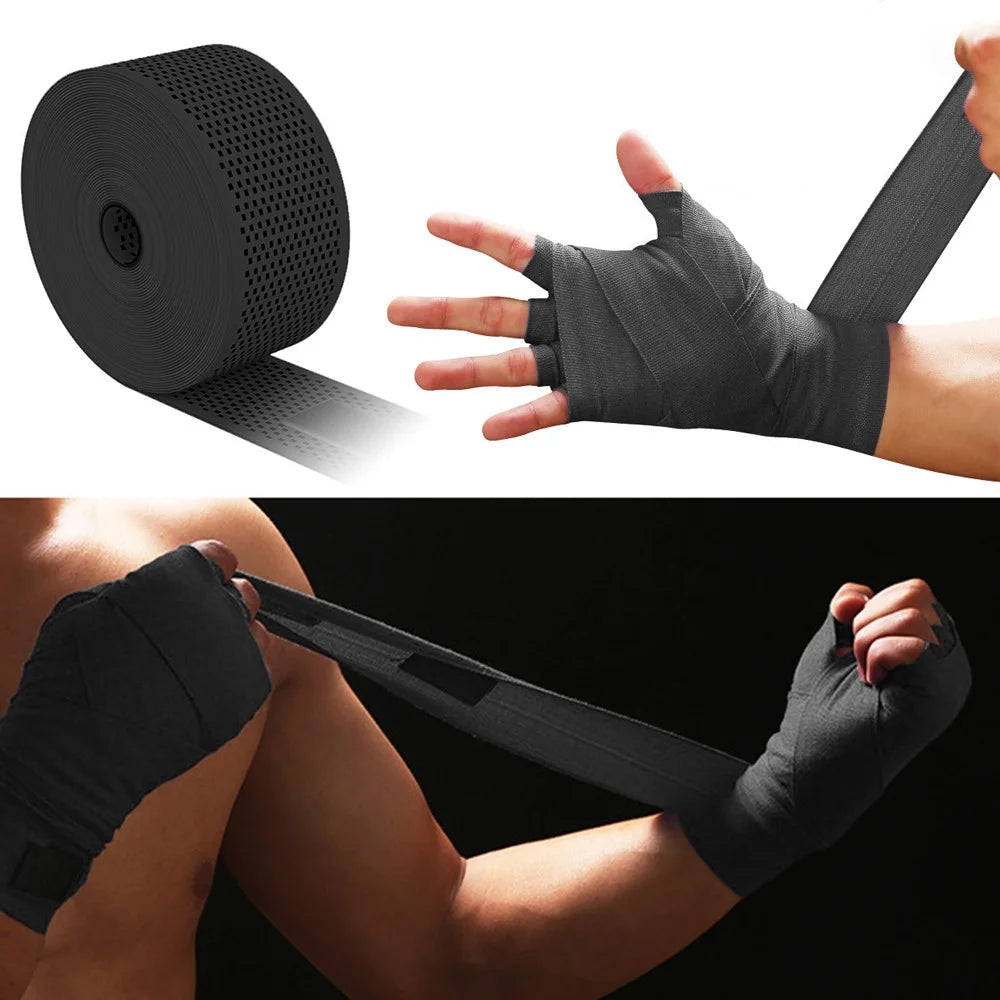 AIBEIJIAN BD001 2Pcs 300x5cm Elastic Cotton Boxing Hand Wraps Breathable Bandage for Martial Arts Kickboxing Muay Thai - Black - 2