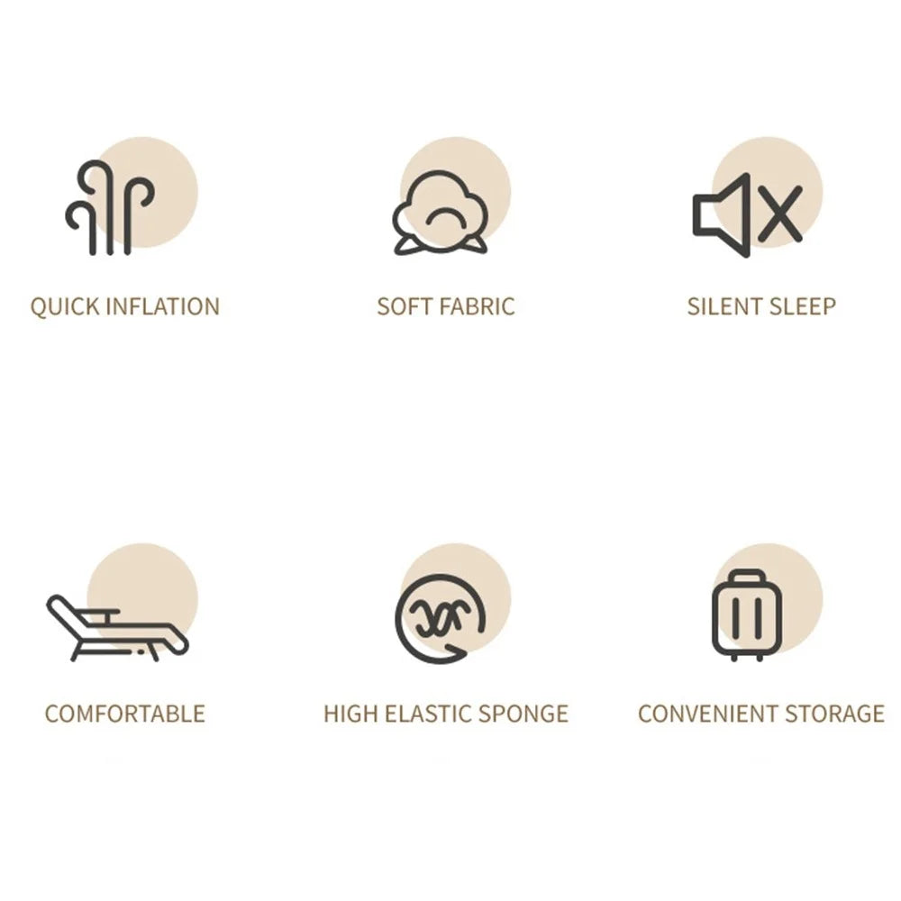 LEVORYEOU QD-8718 Double Person Sleeping Bed 5cm Thicken Automatic Inflatable Cushion Outdoor Camping Splicing Air Mattress with Integrated Pillow, 192*132*5cm - Gold - 2