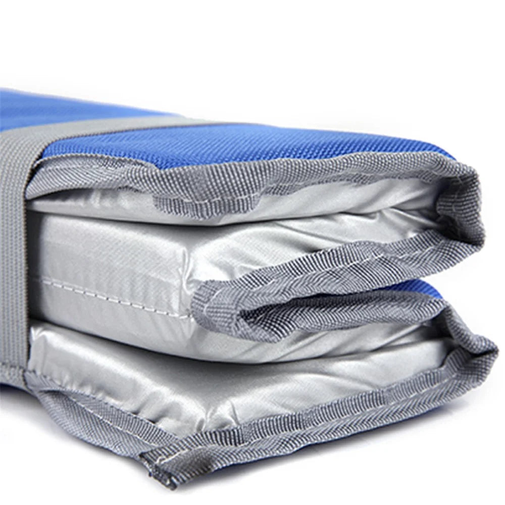 Four-fold Camping Sitting Pad EPE Foam Hiking Seat Pad Folding Silver Coated Seat Pad Outdoor Portable Foam Sitting Mat for Picnic, Backpacking - Blue - 3