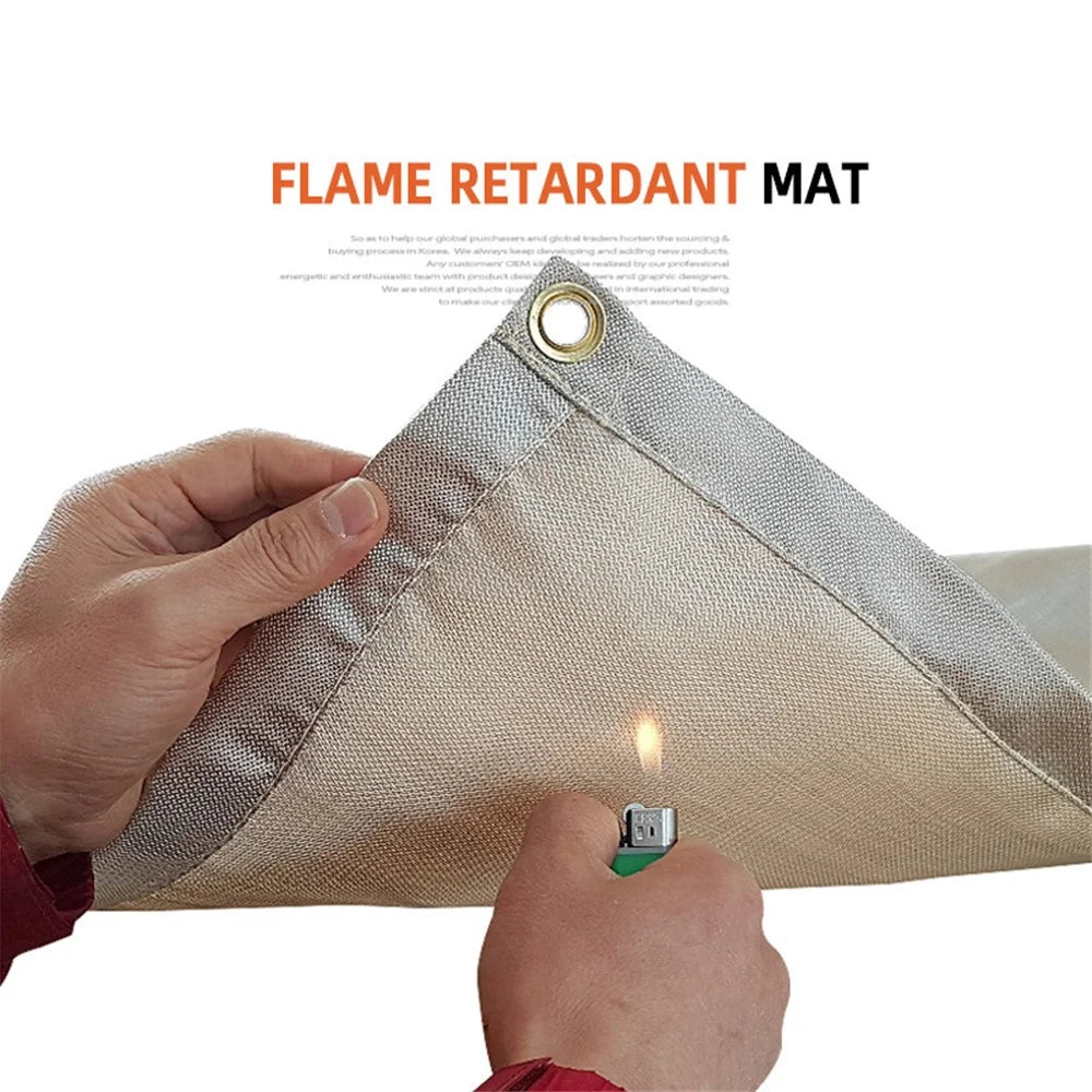 CLS Mini 30x30cm Outdoor BBQ Fireproof Cloth Camping Picnic Barbecue Fiberglass Heat Insulation Pad Flame Retardant Mat - 3