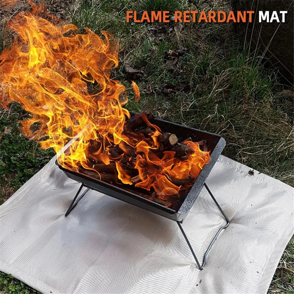 CLS Size S 46x44cm Outdoor BBQ Fireproof Cloth Fiberglass Heat Insulation Pad Camping Picnic Barbecue Flame Retardant Mat - 2