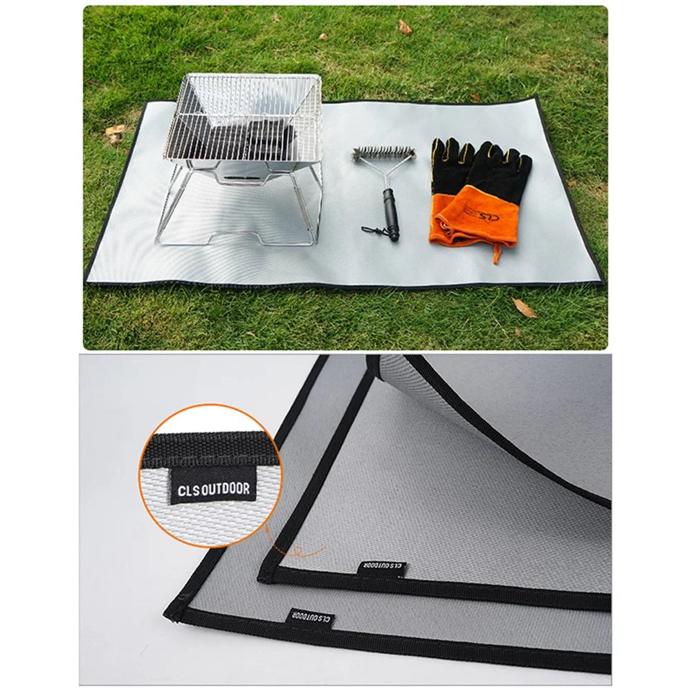 CLS Heat Insulation Pad Flame Retardant Fireproof Cloth for Outdoor Picnic Barbecue Camping, Size S, 46x35cm - 2