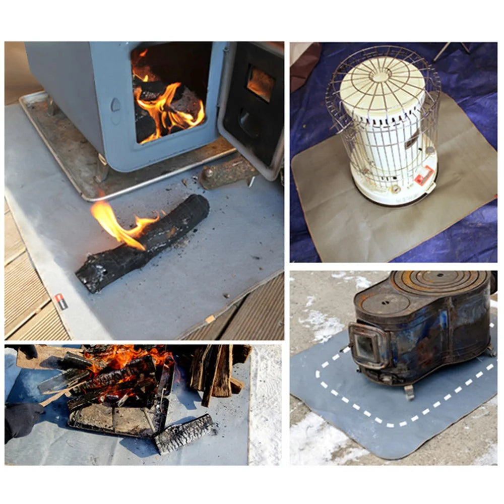 CLS Heat Insulation Pad Flame Retardant Fireproof Cloth for Outdoor Picnic Barbecue Camping, Size S, 46x35cm - 3