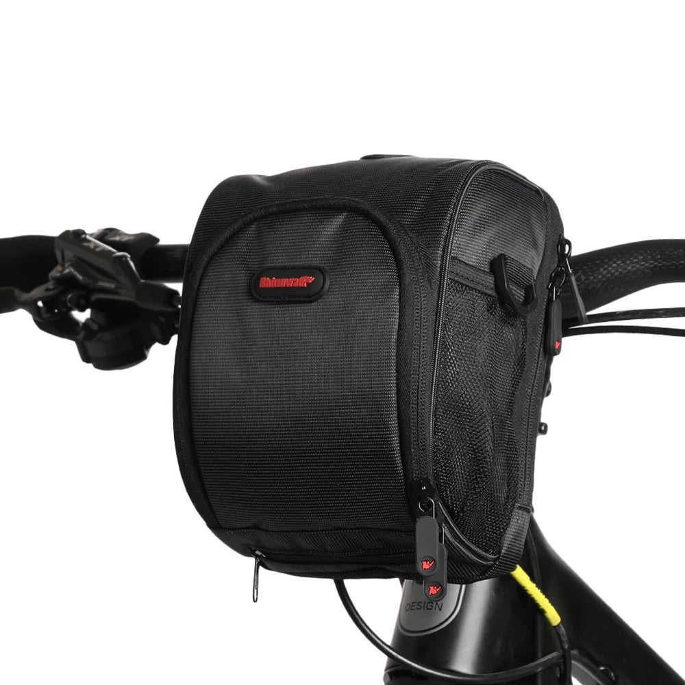 RHINOWALK Bike Handlebar Bag Bike Front Bag Road Bike Bag Bike Frame Bag - Black - 2