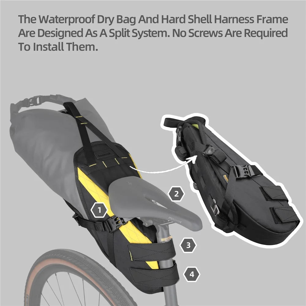 RHINOWALK BHD0020 14L Bicycle Rear Bag Large Capacity Waterproof Nylon Bike Saddle Bag - Black+Yellow - 5