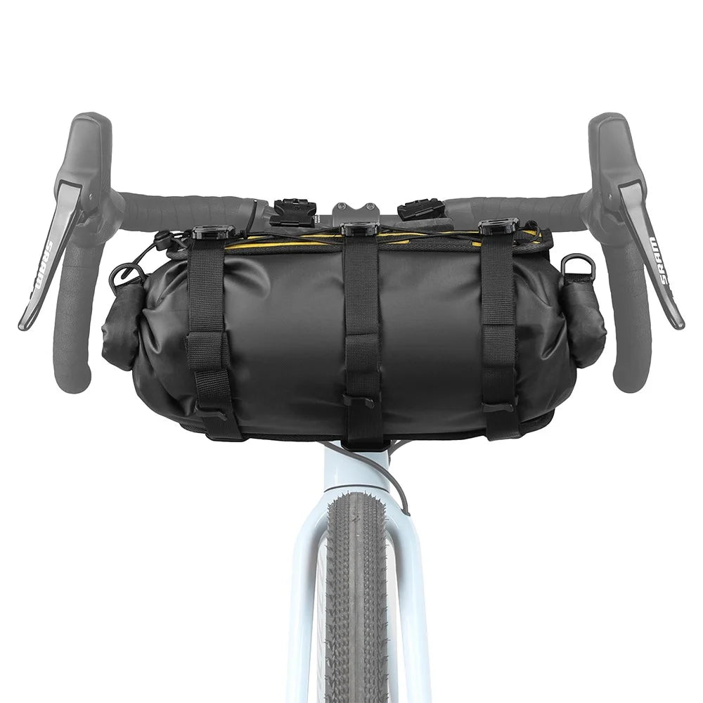 RHINOWALK Wilderness Series 8L Bike Handlebar Bag Waterproof 420D Nylon Bicycle Dry Bag - Black+Yellow - 2