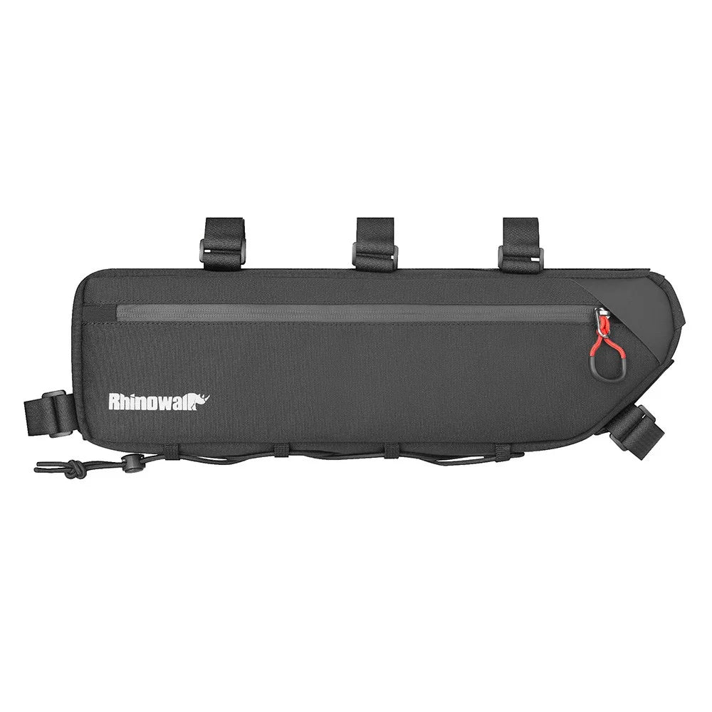 RHINOWALK X24658 2.7L Bike Frame Bag Waterproof Bicycle Under Tube Triangle Bag, Size L: 42x6x12cm - Black - 2