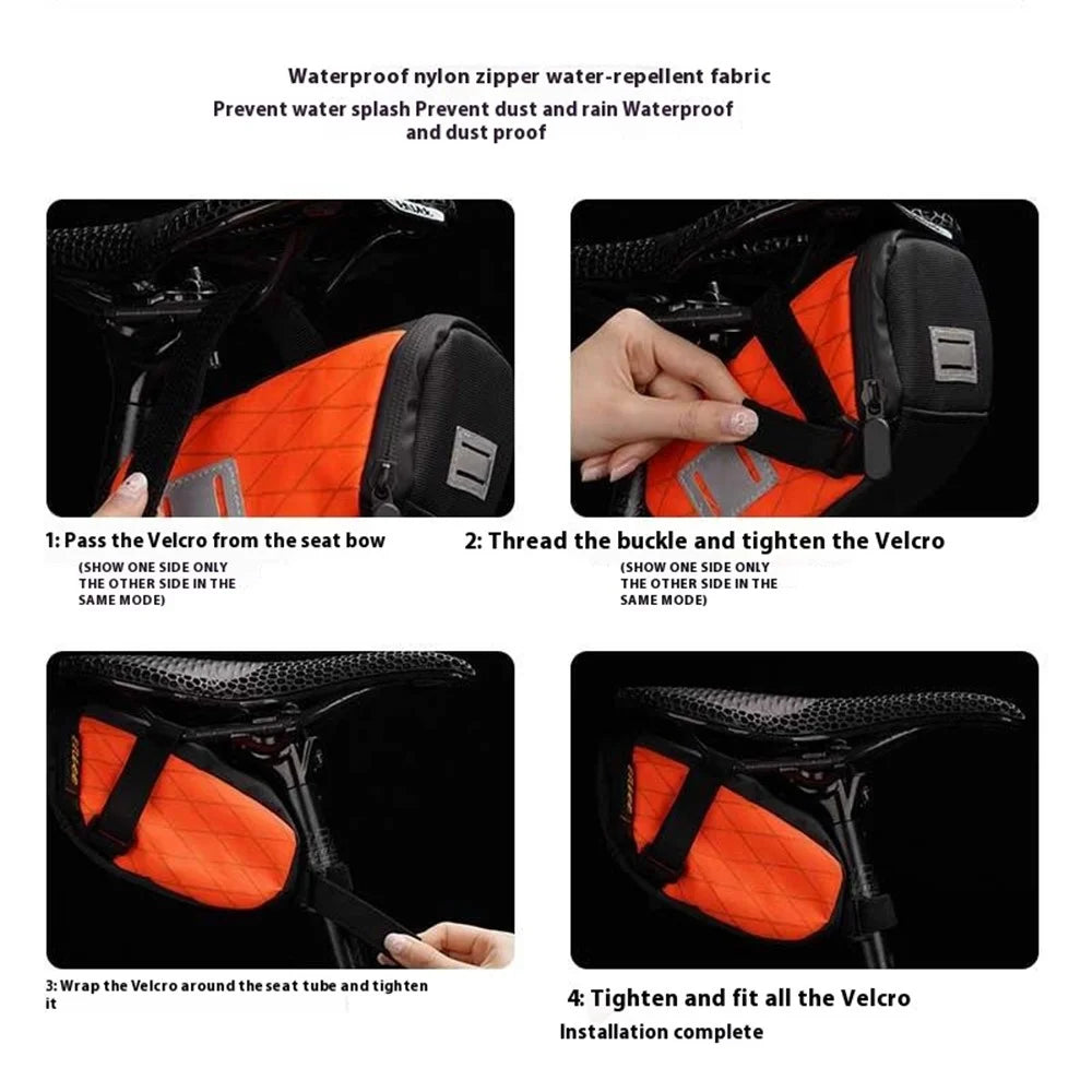 ENLEE E2493 Waterproof Bicycle Saddle Bag for MTB, Road Bikes Quick Release Tool Pouch - Orange - 6