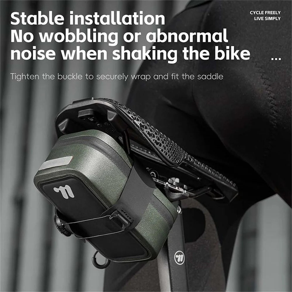 WEST BIKING YP0707394 Bike Saddle Bag Self Locking Waterproof Bicycle Seat Pack Portable Tool Storage Pouch - Green - 5