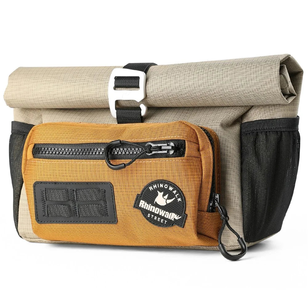 RHINOWALK BCT0201 Waterproof Bike Handlebar Bag 4L Quick Release Front Tube Basket Bag - Khaki - 1