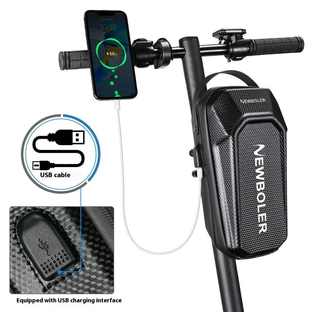 NEWBOLER BIKF-BAG843 3L Electric Scooter Bike Handlebar Hanging Bag EVA Hard Shell Waterproof Storage Pack with USB Port - 2