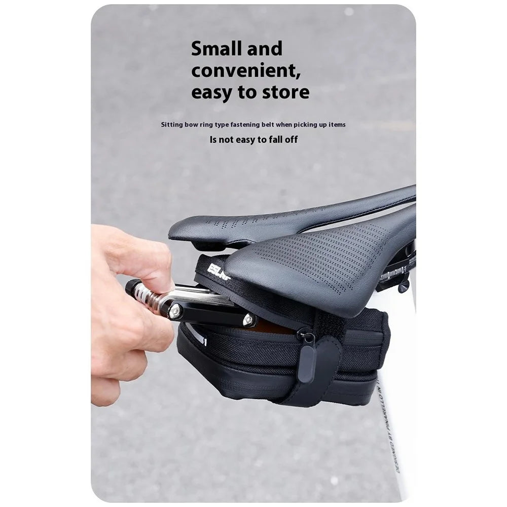 ESLNF 07CI0018 2 in 1 Detachable Bicycle Seat Post Bag 0.5L Tool Storage Pouch Waterproof Mountain Bike Saddle Pack - 4