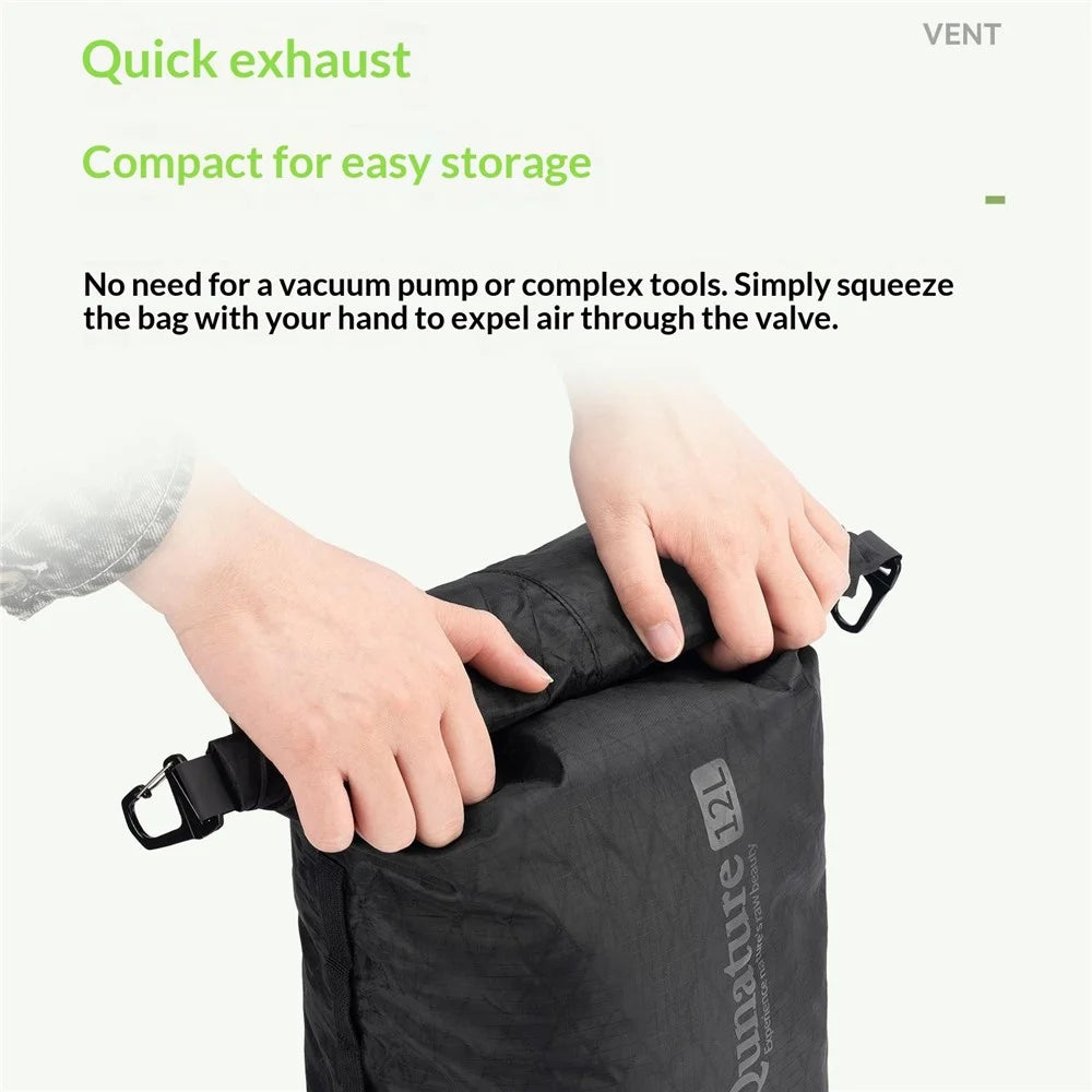 QUNATRUE 12L Bikepacking Handlebar Bag Waterproof Compression Sack for Road / Mountain Bike, 23 x 18 x 54cm - Khaki - 6