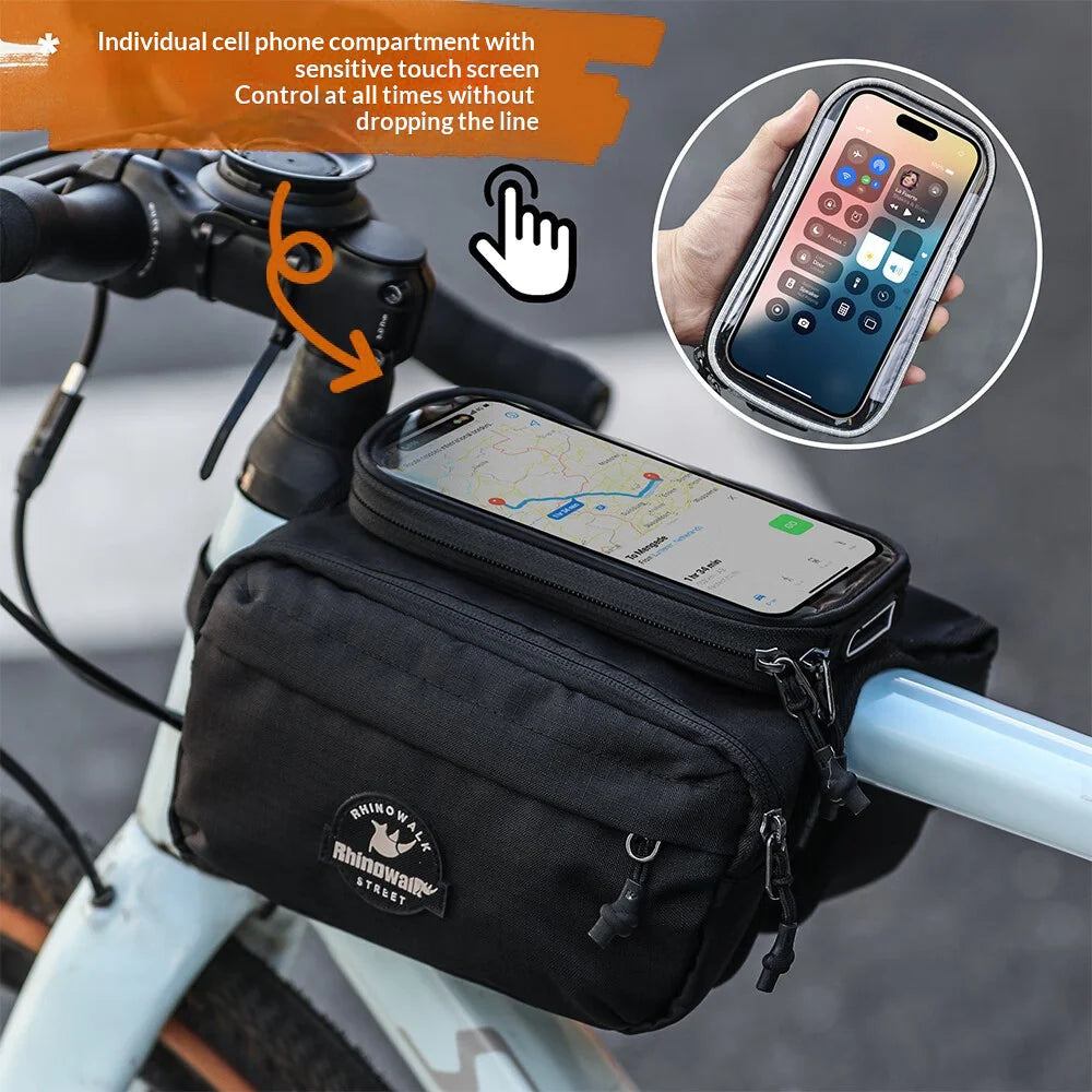 RHINOWALK BCT0205 2.4L Bike Frame Bag Waterproof Touch Screen Phone Holder Top Tube Bag - Black - 4