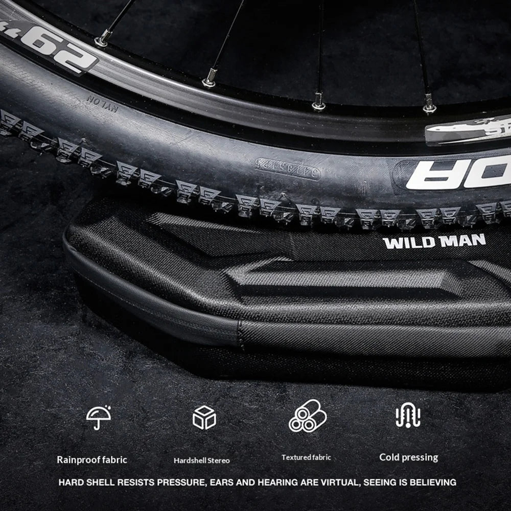 WILD MAN XT4 Waterproof Bike Frame Bag 1.2L EVA Hard Shell Triangle Bag for Mountain Road Electric Bicycle - Black/Honeycomb Texture - 5