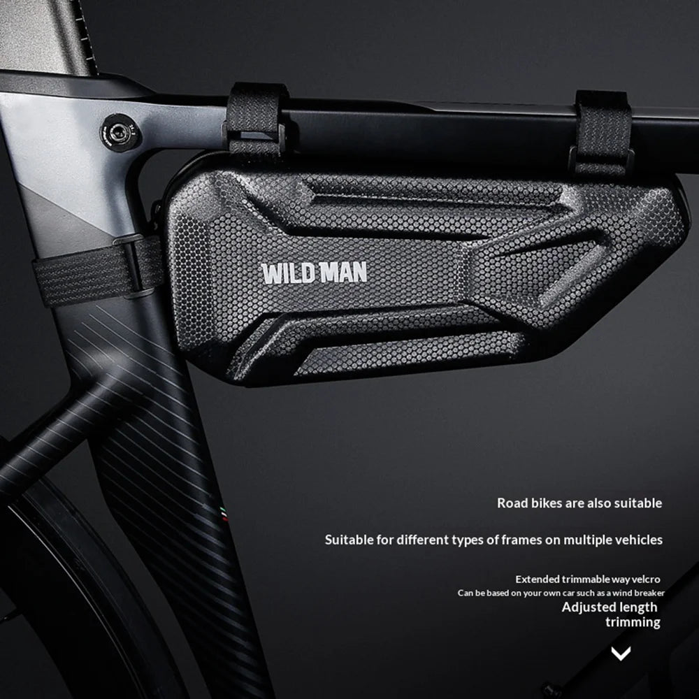 WILD MAN XT4 Waterproof Bike Frame Bag 1.2L EVA Hard Shell Triangle Bag for Mountain Road Electric Bicycle - Black/Honeycomb Texture - 6