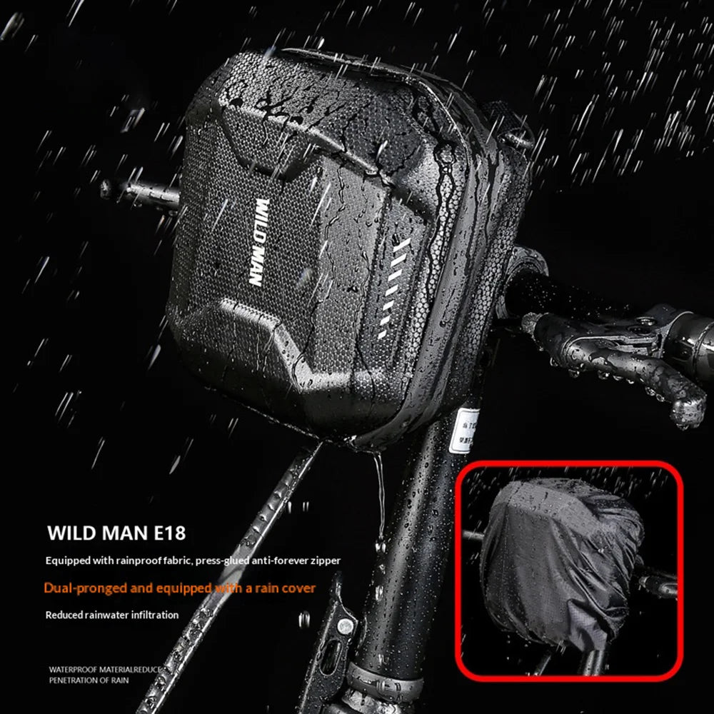 WILD MAN E18 Bicycle Handlebar Bag EVA Hardshell Quick Release Front Bag for Mountain Road Bike - Black/2L - 5