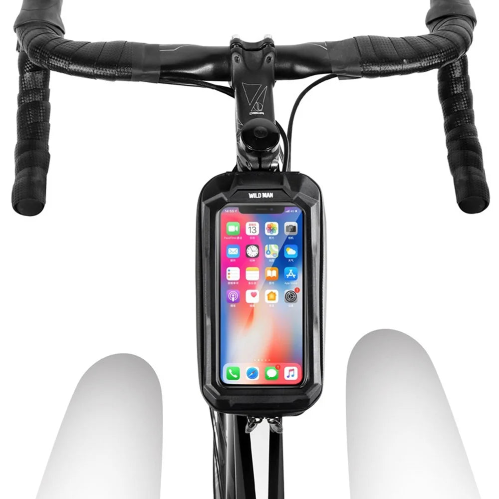 WILD MAN X2 EVA Hard Shell Cycling Phone Pouch for Mountain Bike Waterproof Bicycle Top Tube Bag - Black/1L - 7