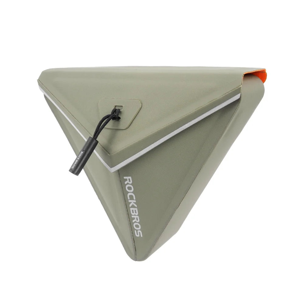 ROCKBROS 30130097 Bike Saddle Bag 0.6L IPX6 Waterproof Magnetic Quick Release Triangle Pack for Cycling - Army Green - 1