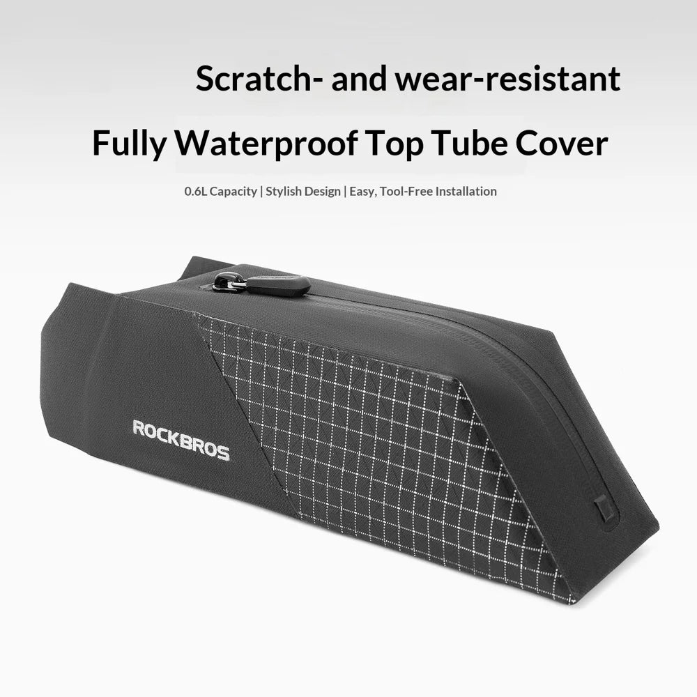 ROCKBROS 30120139 0.6L Bike Bag IPX6 Waterproof Top Tube Frame Bag for Road Mountain Cycling - Black - 2