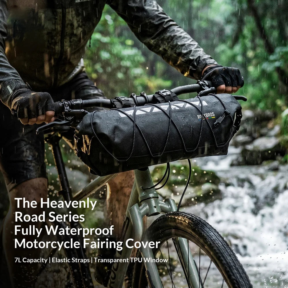 ROCKBROS 30110109 TL-170 7L Waterproof Cylindrical Bike Handlebar Bag for Road Mountain Cycling - Black - 2