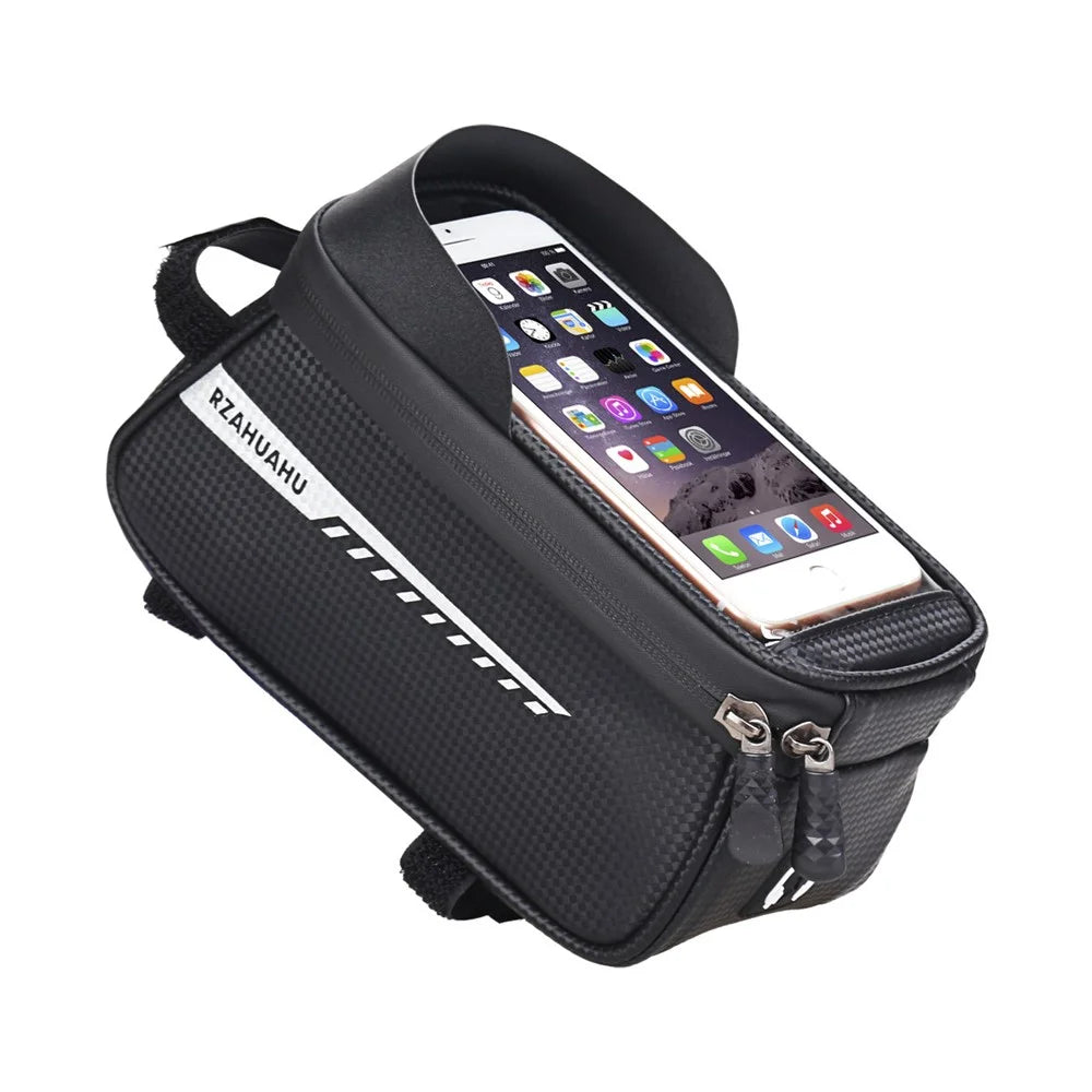 RZAHUAHU Waterproof Bike Phone Bag Bicycle Frame Bag Top Tube Touch Screen Cycling Phone Case for Cellphone Below 6.5 Inches - 2