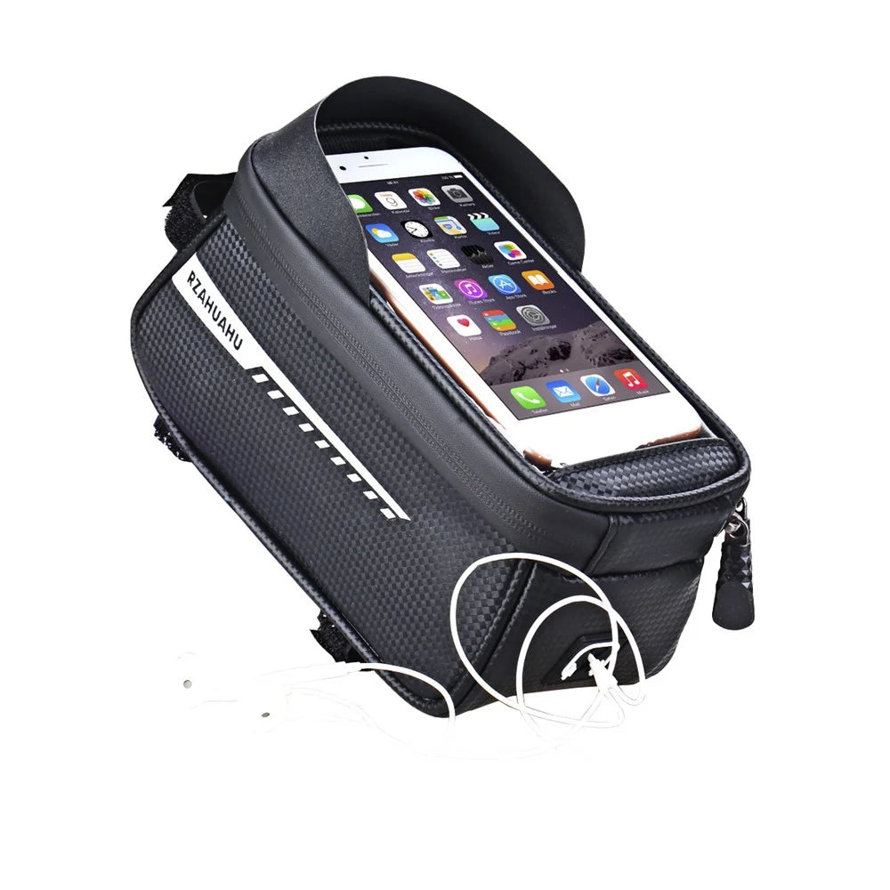 RZAHUAHU Waterproof Bike Phone Bag Bicycle Frame Bag Top Tube Touch Screen Cycling Phone Case for Cellphone Below 6.5 Inches - 7