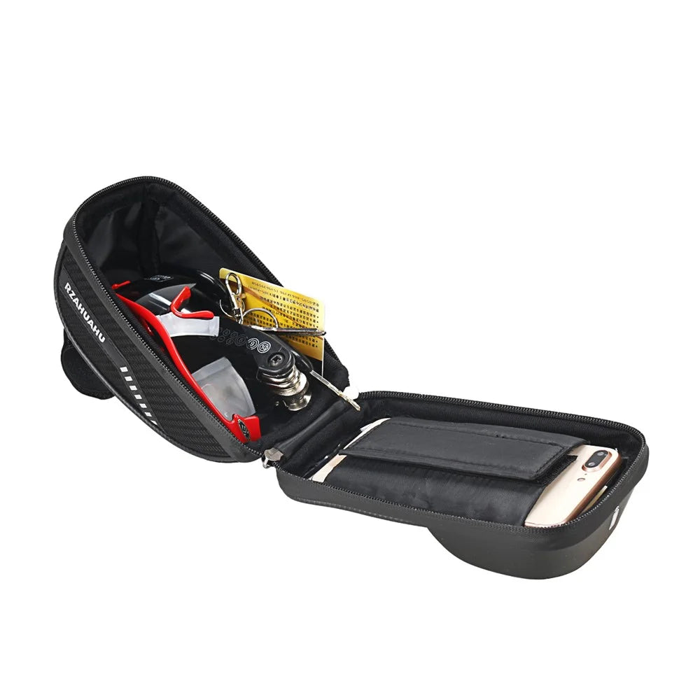 RZAHUAHU Waterproof Visor Design Bike Touch Screen 7.1-inch Phone Pocket Bicycle Cycling Handlebar Bag - 7