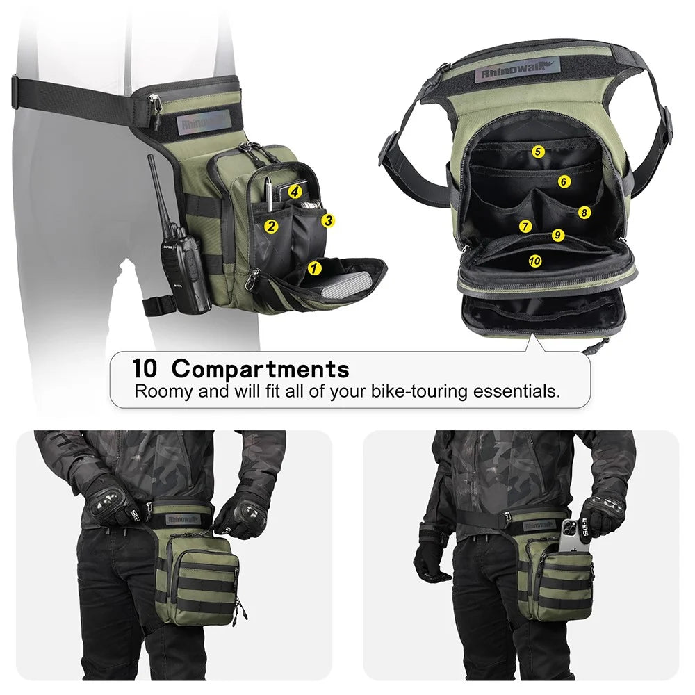 RHINOWALK MT102 Cycling Leg Bag Multifunction Waist Bag Chest Bag Crossbody Bag Outdoor Travel Fishing Hiking Cycling Hip Bags - Army Green - 5