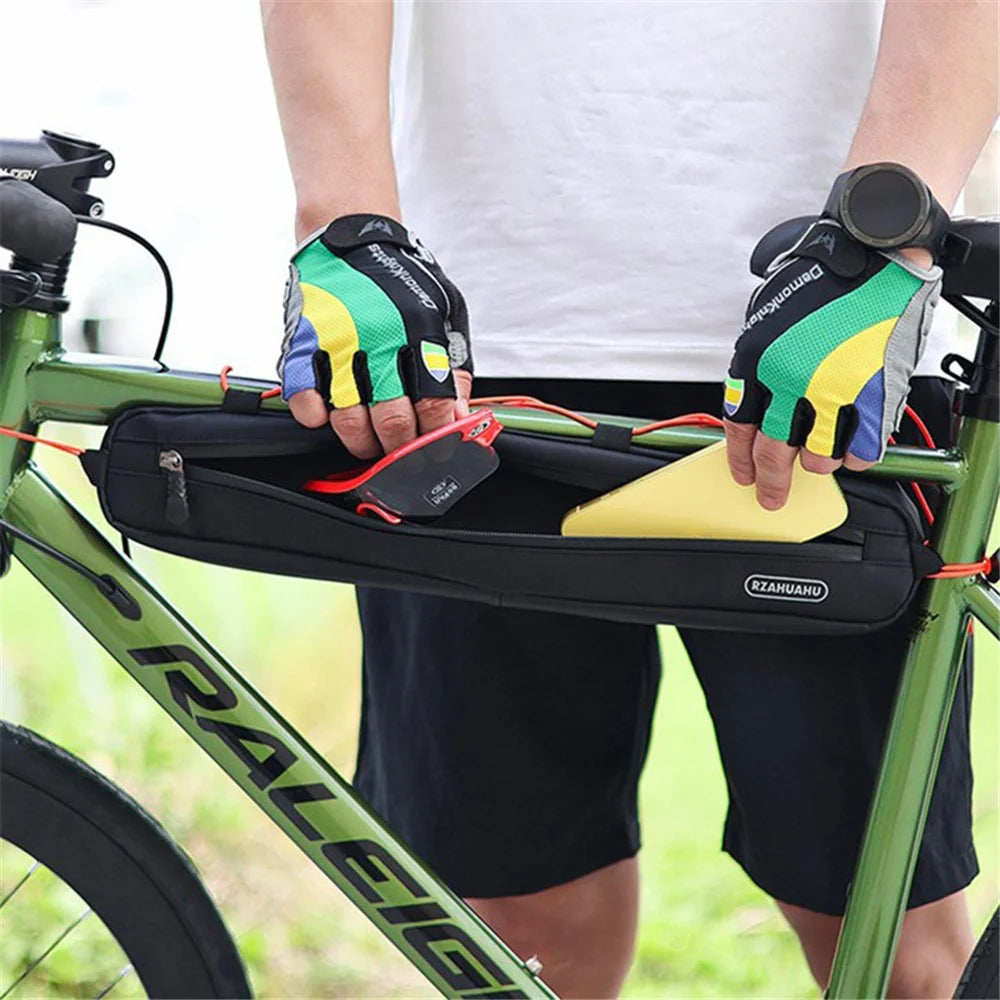 RZAHUAHU 8L Waterproof Nylon Bicycle Front Frame Bag Phone Glasses Tools Storage Bag - 4