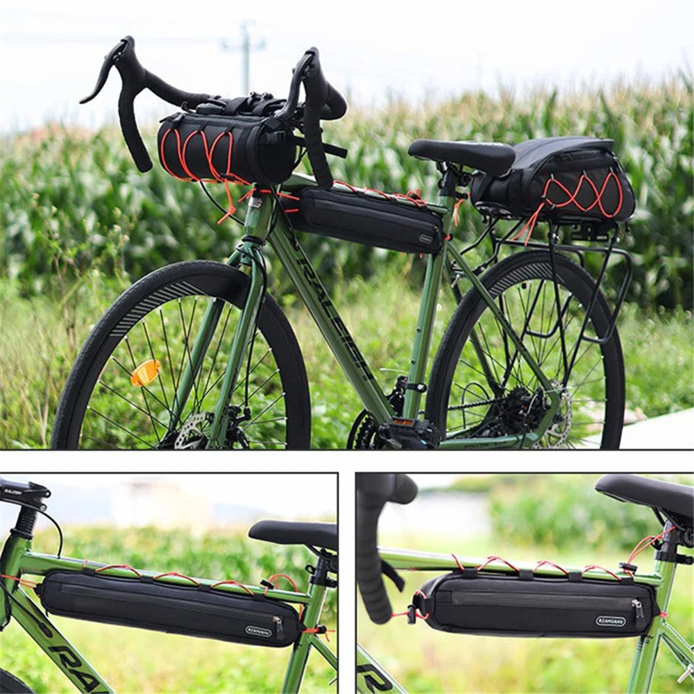 RZAHUAHU 8L Waterproof Nylon Bicycle Front Frame Bag Phone Glasses Tools Storage Bag - 5