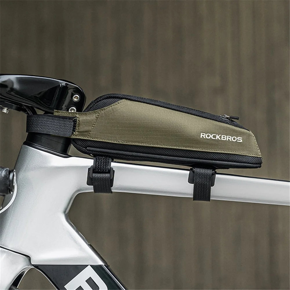 ROCKBROS 0.65L Nylon MTB Bike Front Beam Bag Reflective Bicycle Tube Bag, Upper - 2