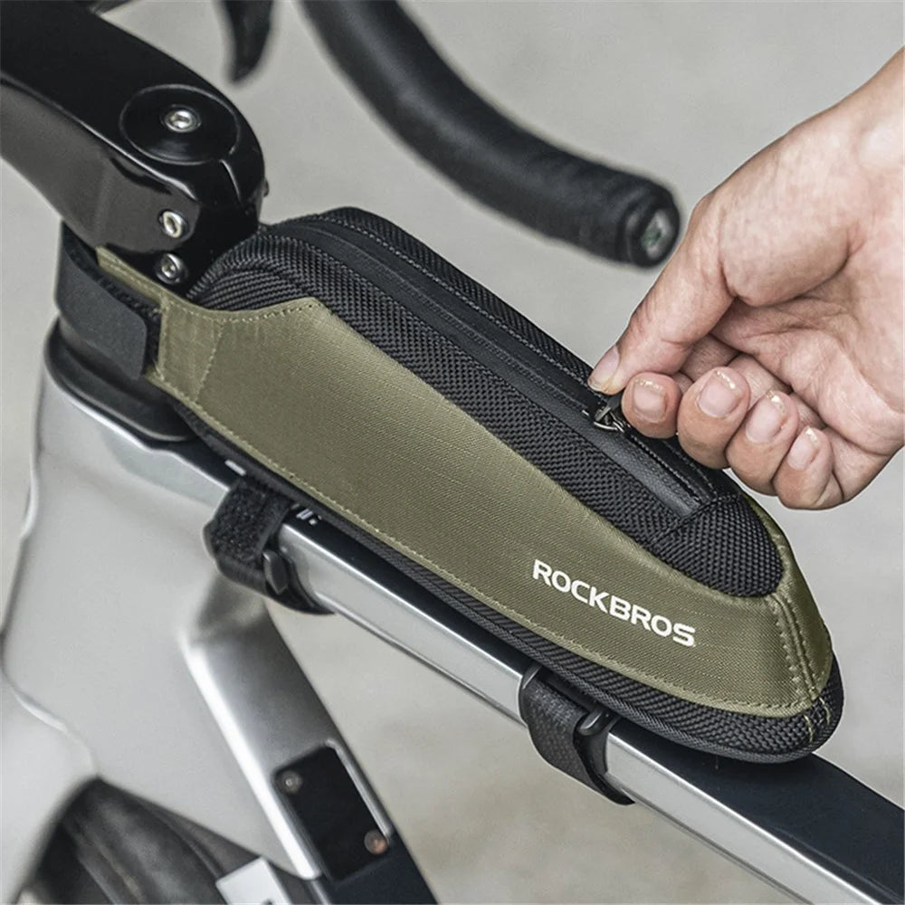 ROCKBROS 30120081001 1.4L Large Capacity Bike Front Beam Bag Reflective Bicycle Tube Bag, Lower - 3