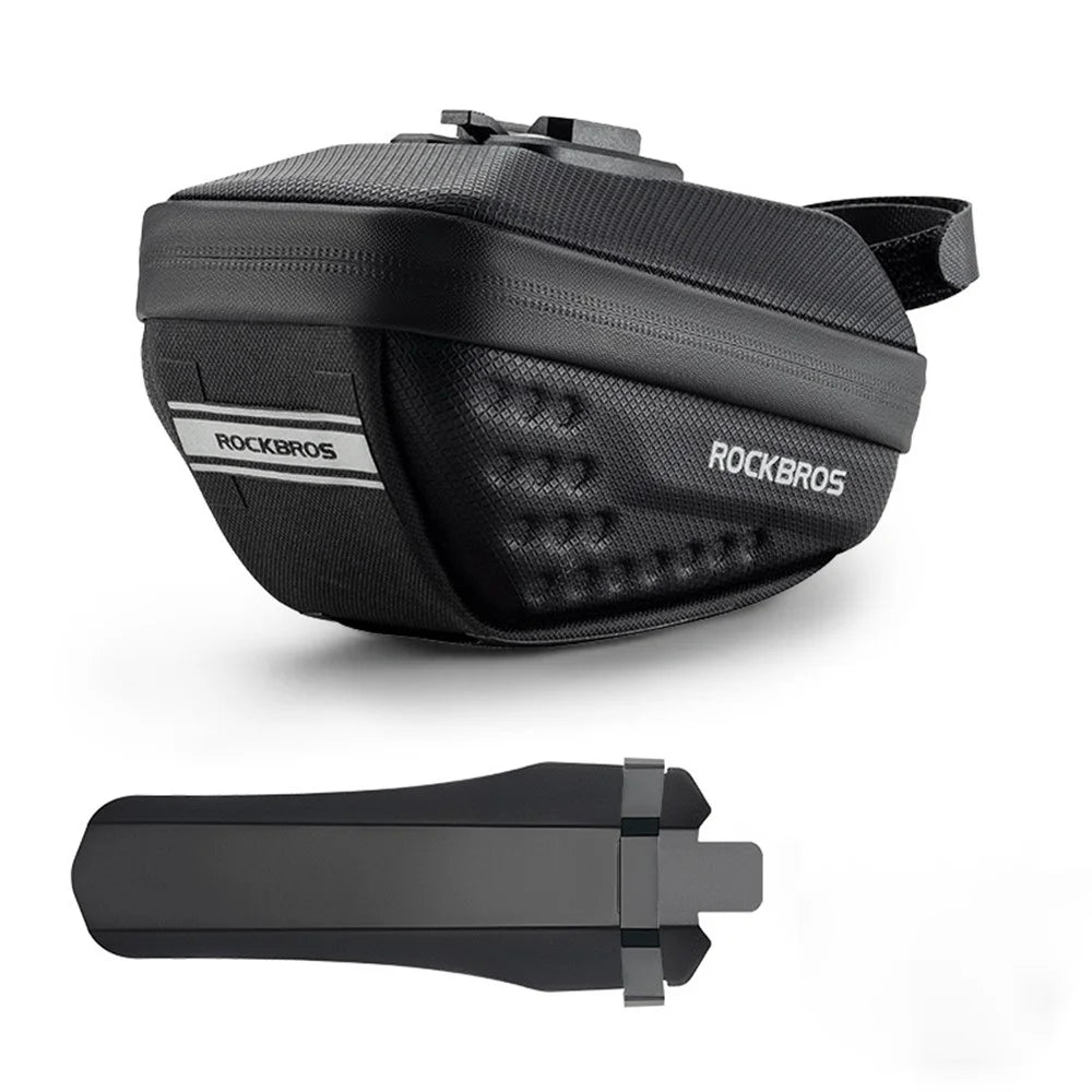 ROCKBROS 30130050001 0.8L Bicycle Saddle Bag with Mudguard Bike Seatpost Rear Storage Pouch - 1