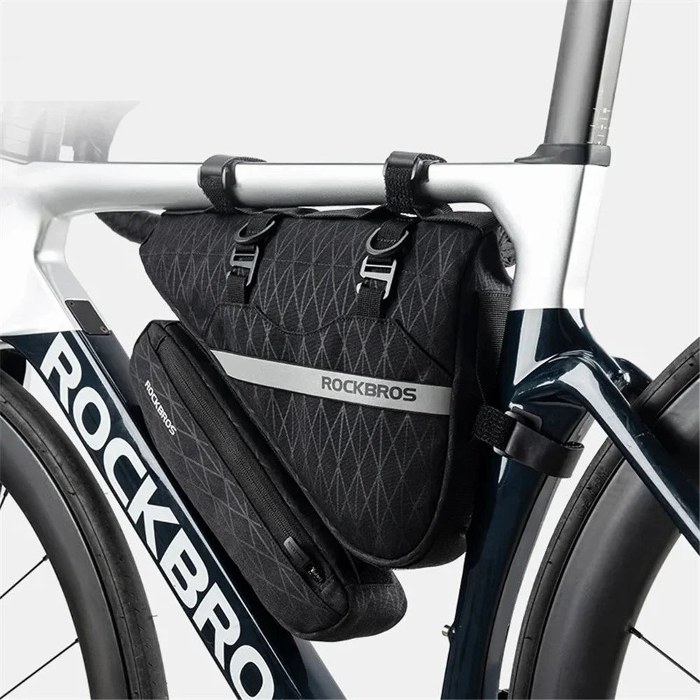 ROCKBROS 070 2-in-1 Bicycle Front Handlebar Bag Polyester Top Tub Triangle Bag - 2