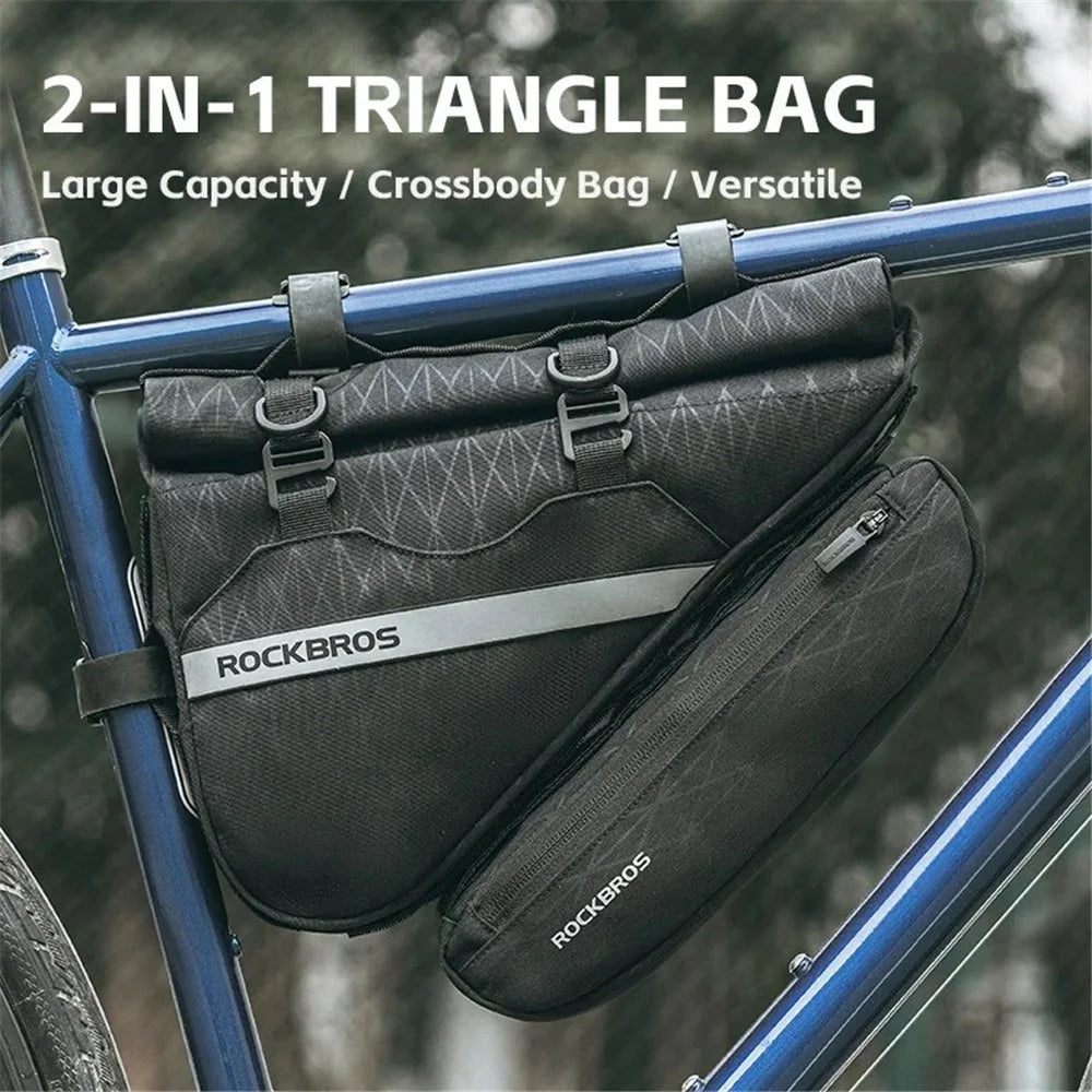 ROCKBROS 070 2-in-1 Bicycle Front Handlebar Bag Polyester Top Tub Triangle Bag - 3