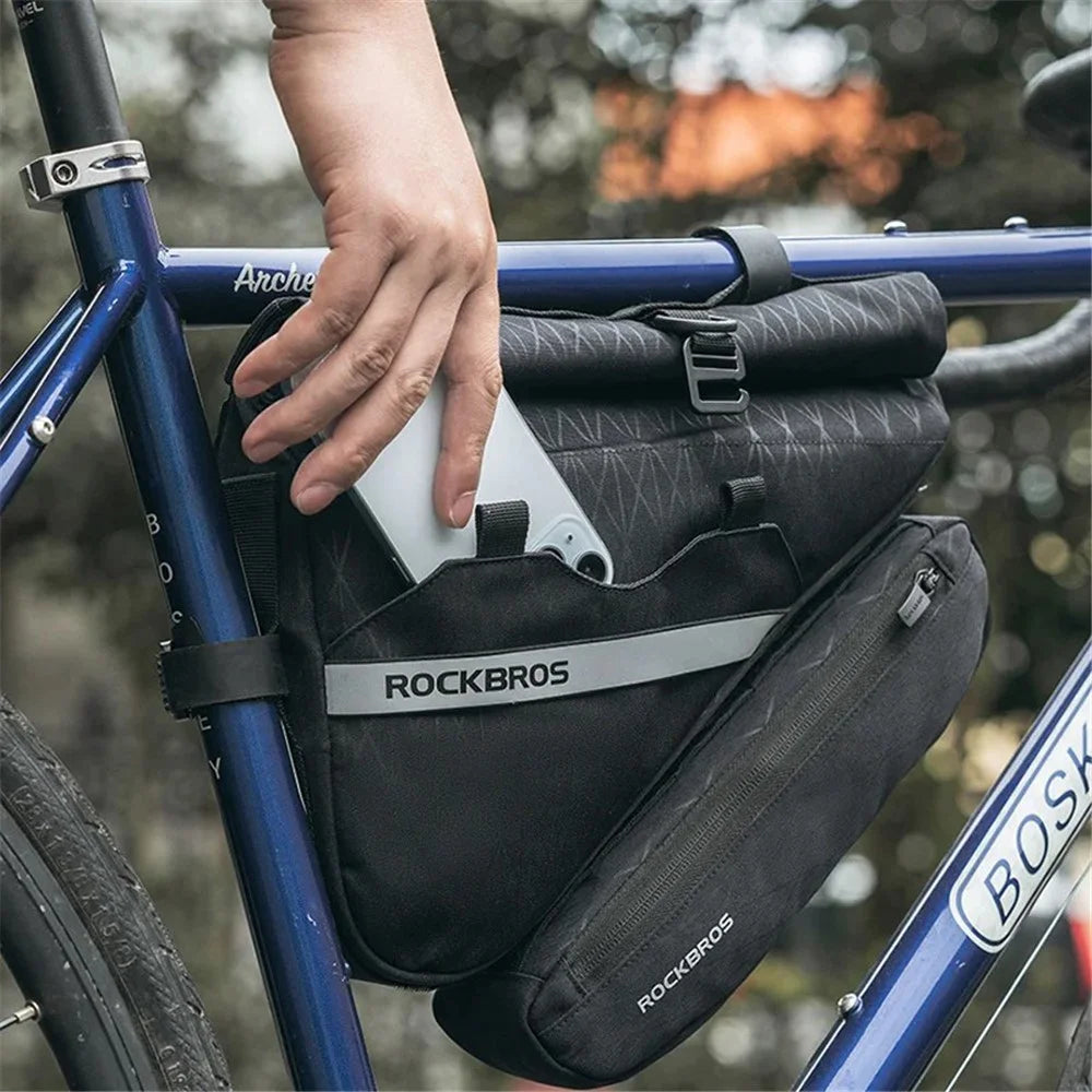 ROCKBROS 070 2-in-1 Bicycle Front Handlebar Bag Polyester Top Tub Triangle Bag - 7