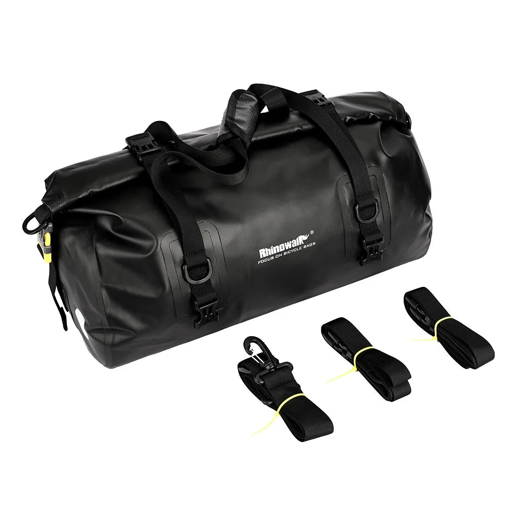 RHINOWALK 20L Waterproof PVC Bike Rear Seat Bag Large Travel Handbag Gym Bag - Black - 1